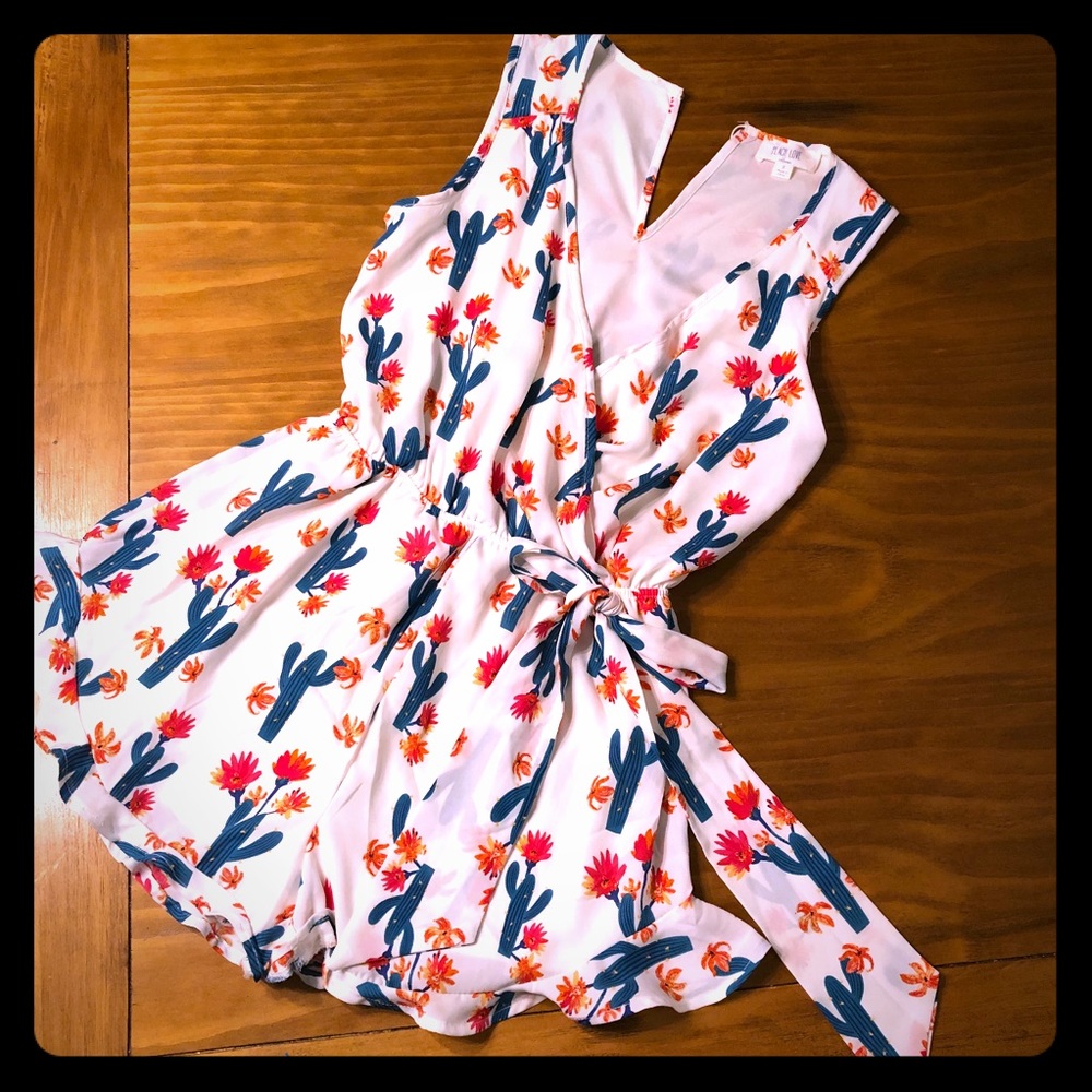Peach Love Cactus Ruffle Romper
